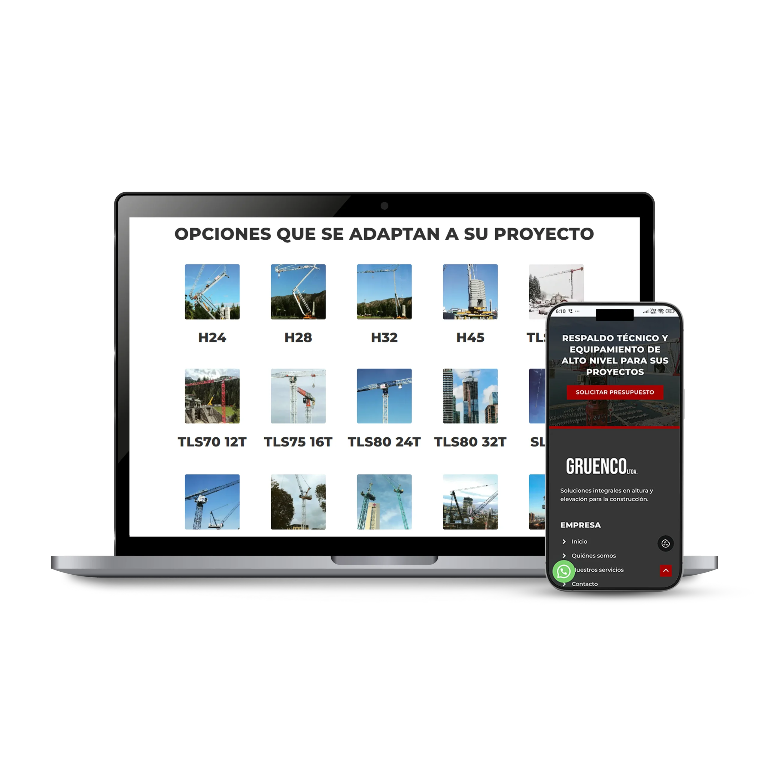Plataforma web industrial y cotización rápida vía WhatsApp - Gruenco Chile